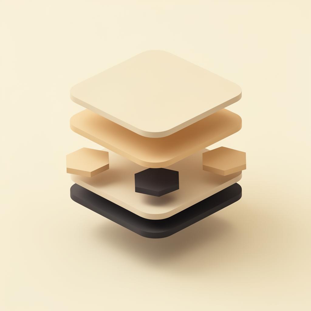 Layered geometric illustration representing the Smiora tech stack